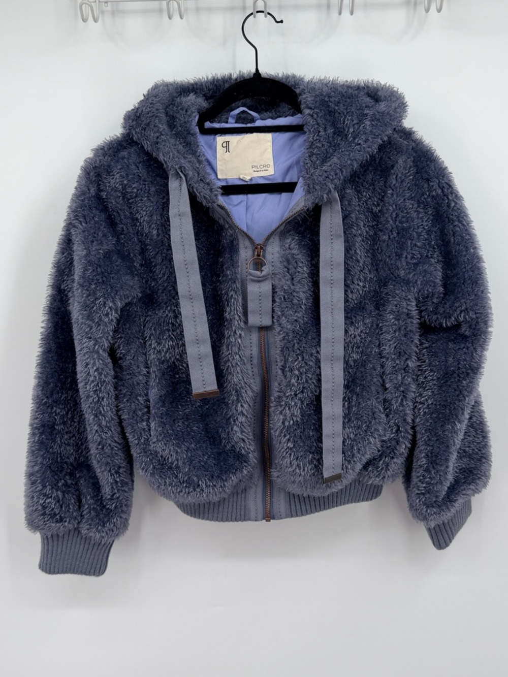 Pilcro Anthropologie Gray Faux Fur Sherpa Zip Hoodie Jacket XXS